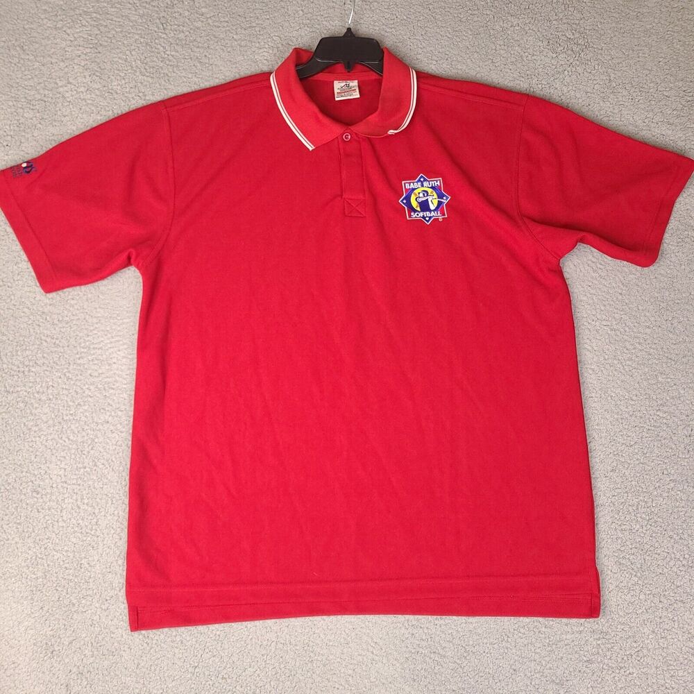 Babe Ruth Softball Polo Shirt Mens XXL Red Anaconda Sports Apparel Embroidered 2